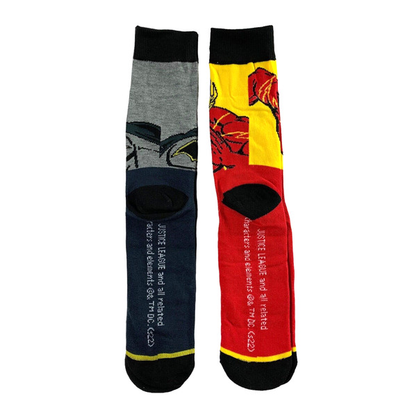 DC‎ Comics Justice League Socks Batman Flash 2 Pr Crew Socks Mens Sz 8-12 - Picture 3 of 3